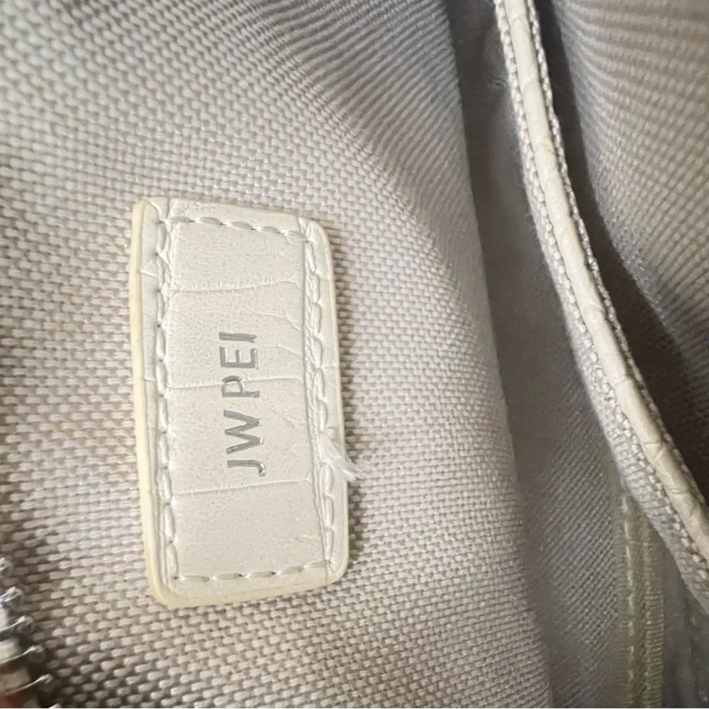 JW PEI Women’s Eva Shoulder Bag Elegant Cream Crocodile-Embossed Shoulder Bag